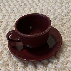 Fiestaware Cinnabar Tea Cup And Saucer 7 3/4oz Maroon Burgundy